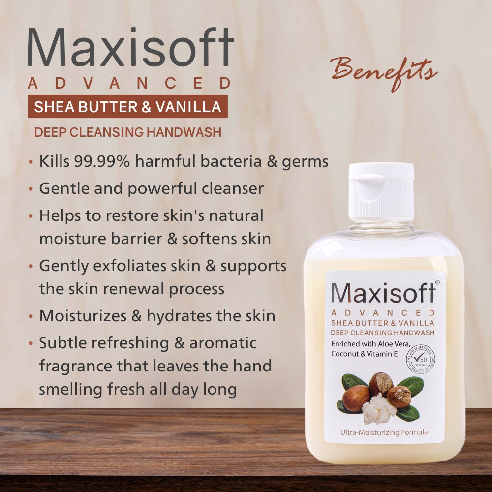 Maxisoft Shea Butter & Vanilla Advance Deep Cleansing Hand Wash (250 ml)
