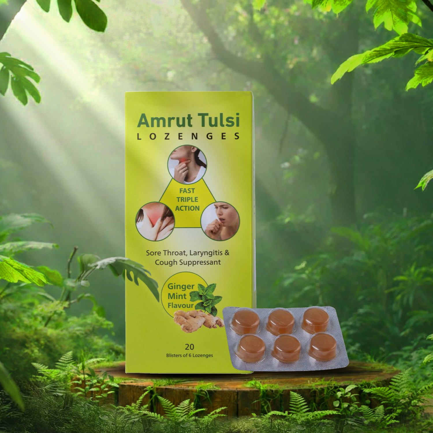 Amrut Tulsi Lozenges  (Ginger Mint Flavour)