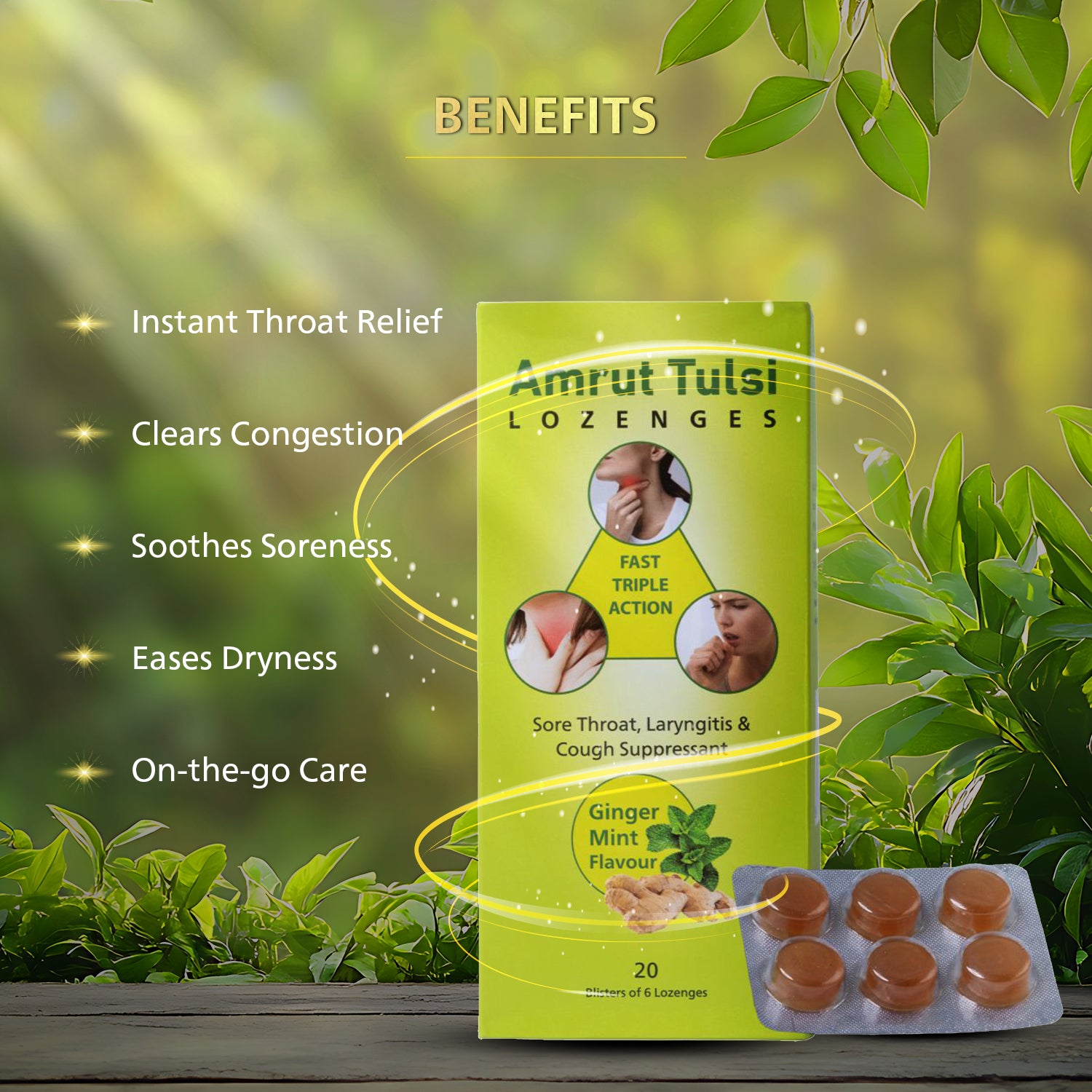 Amrut Tulsi Lozenges  (Ginger Mint Flavour)