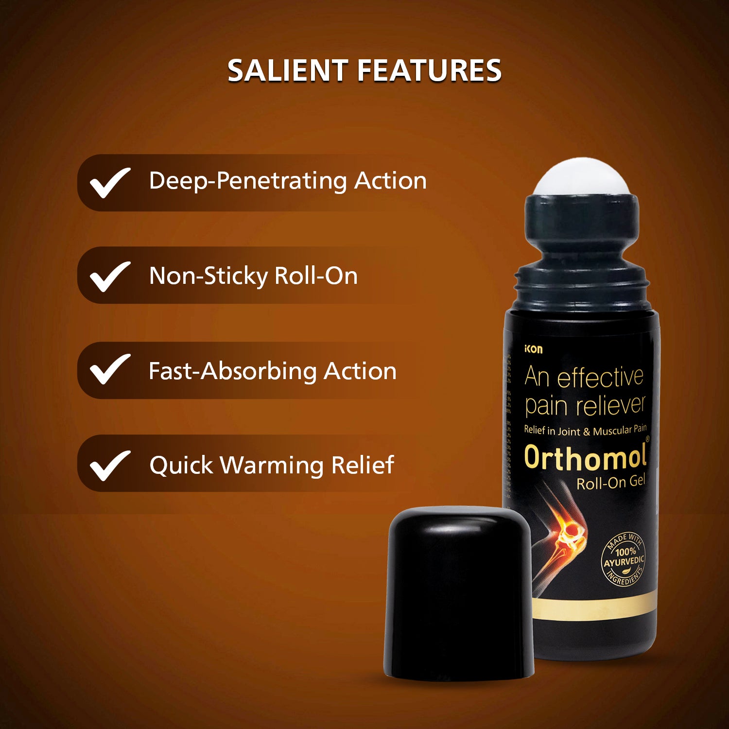 Orthomol Ayurvedic Pain Relief Roll On Gel (75 gm)