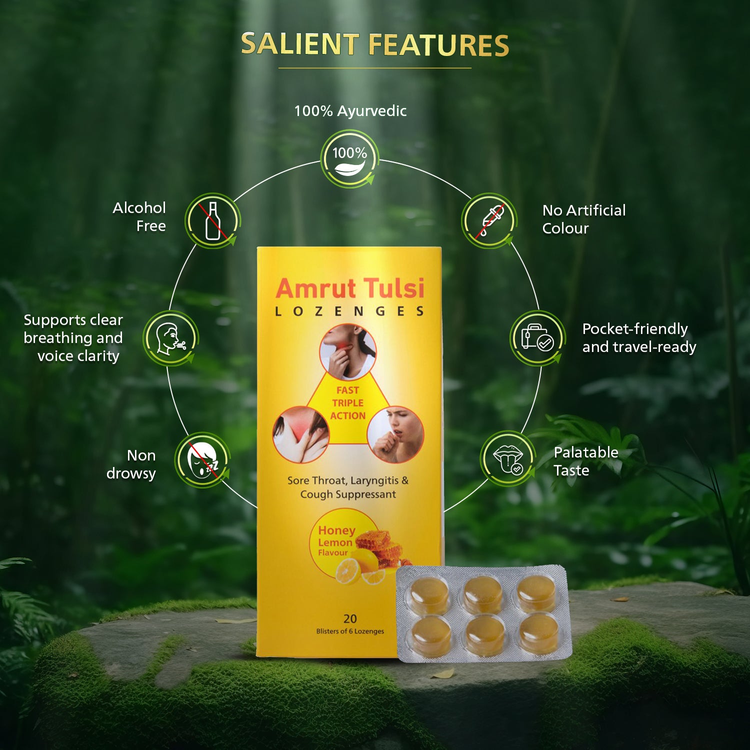 Amrut Tulsi Lozenges (Honey Lemon Flavour)