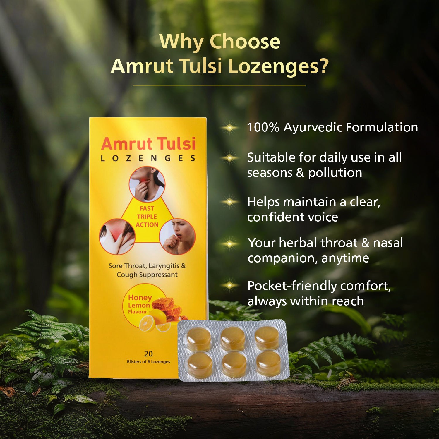 Amrut Tulsi Lozenges (Honey Lemon Flavour)