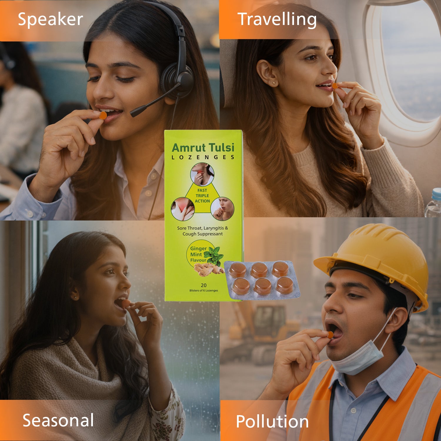 Amrut Tulsi Lozenges  (Ginger Mint Flavour)