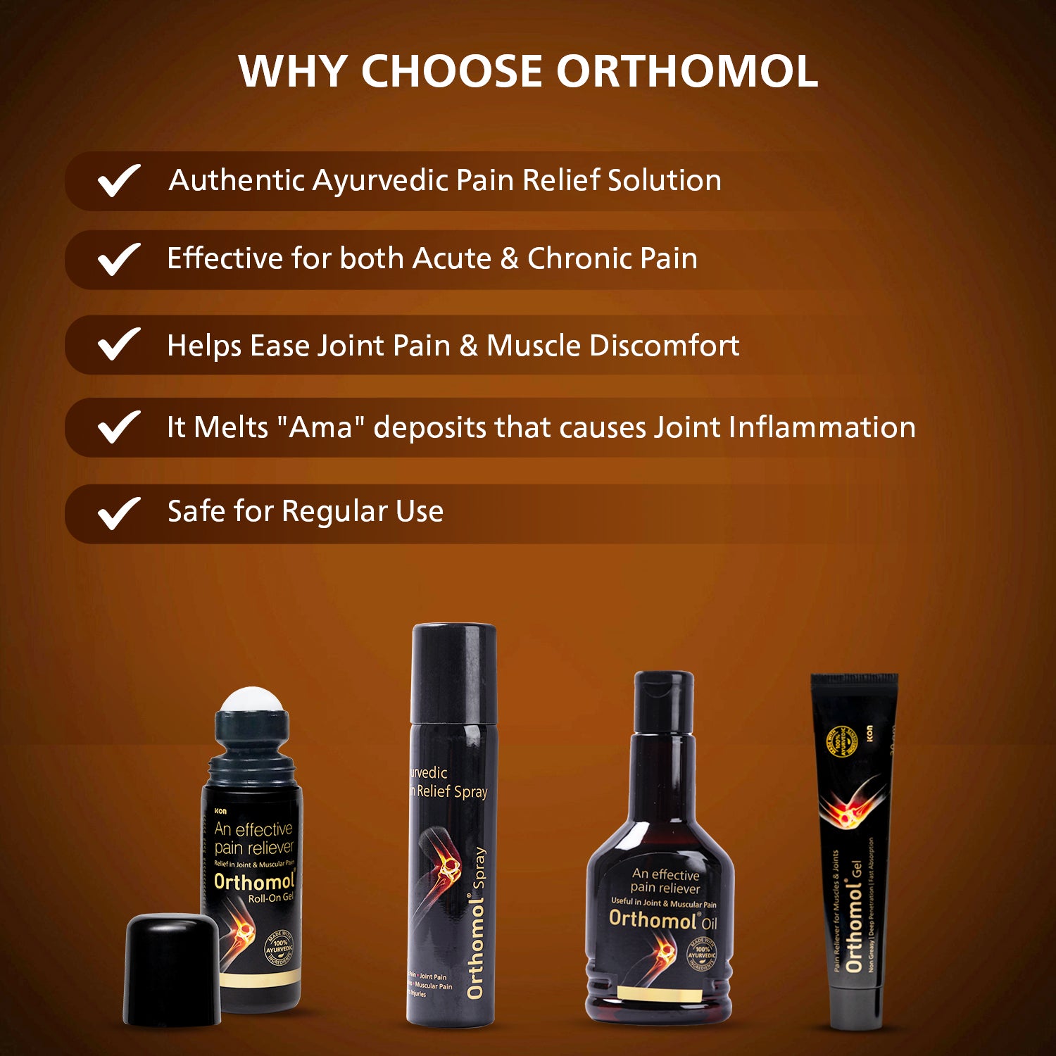 Orthomol Ayurvedic Pain Relief Roll On Gel (75 gm)