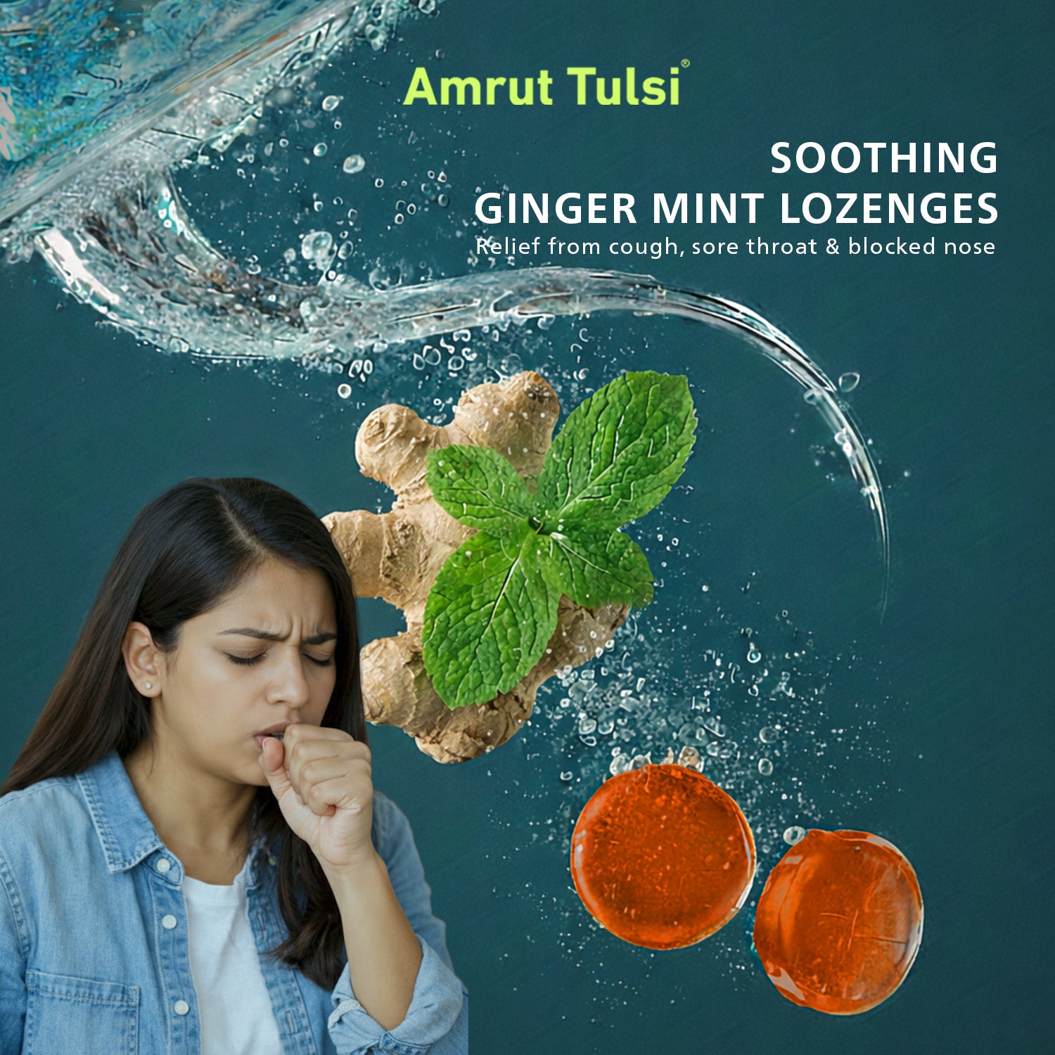 Amrut Tulsi Lozenges  (Ginger Mint Flavour)
