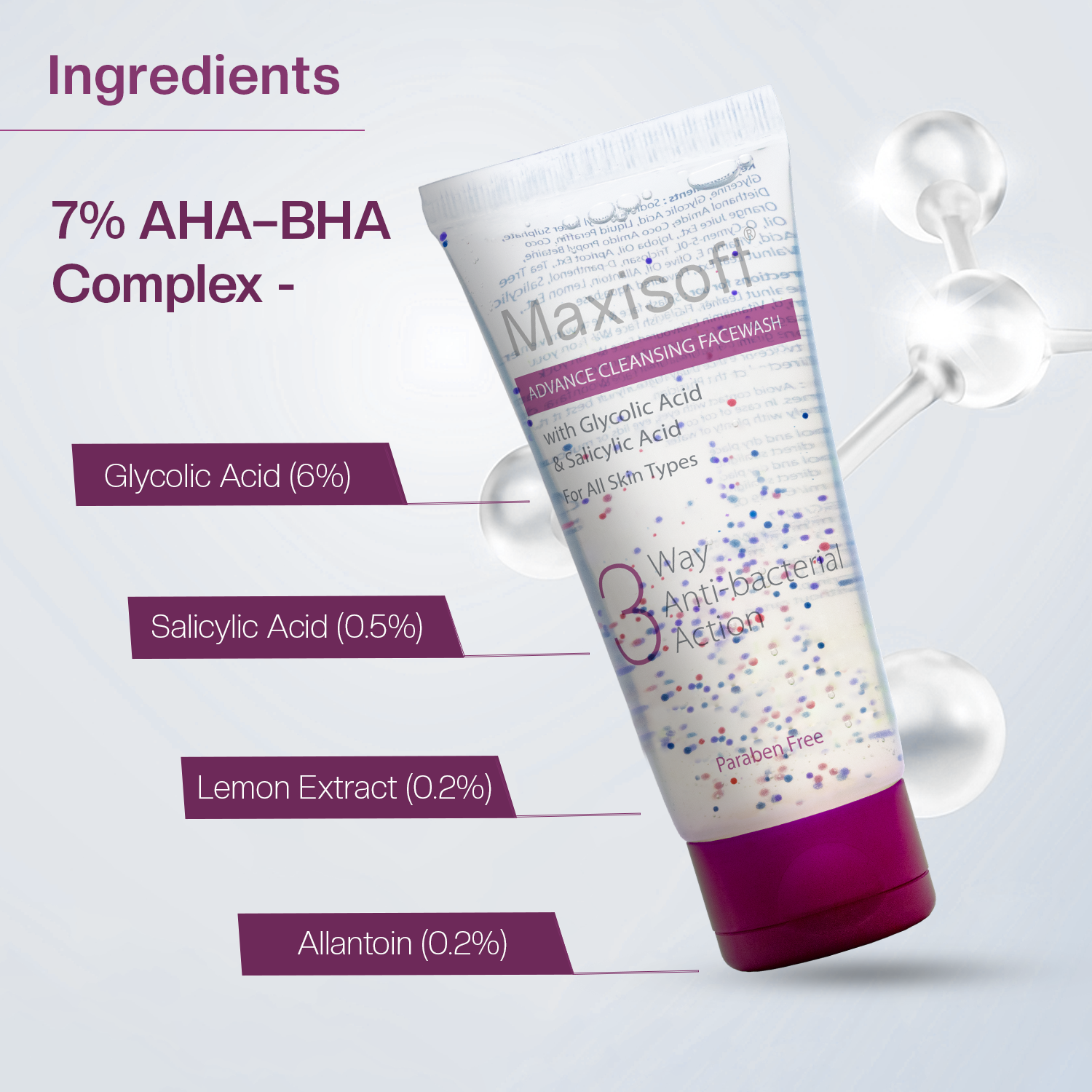 Maxisoft 3 Way Antibacterial Face Wash (100 ml)