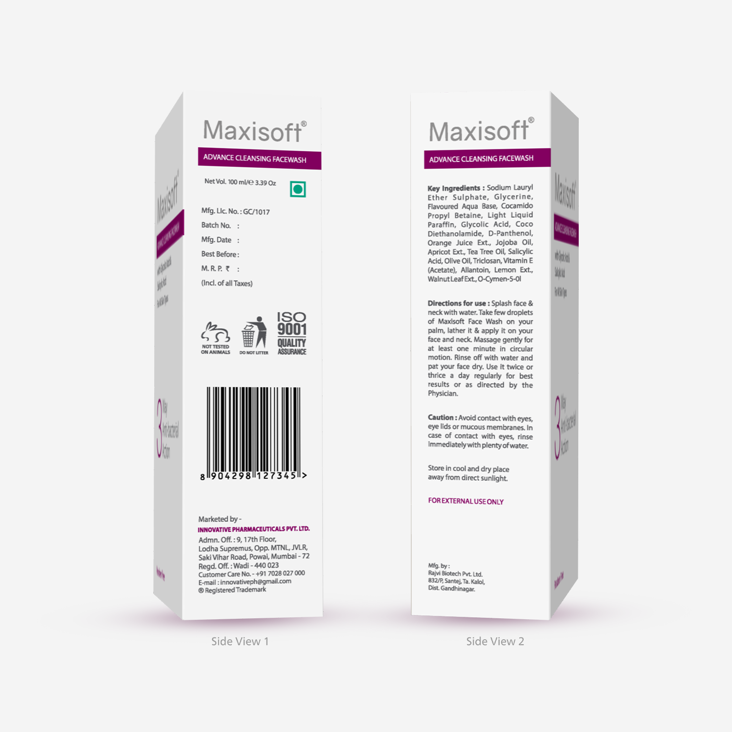 Maxisoft 3 Way Antibacterial Face Wash (100 ml)