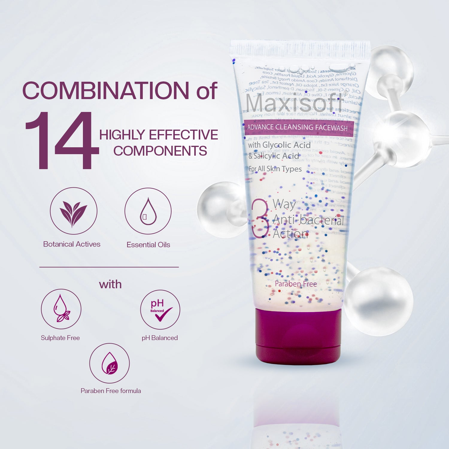 Maxisoft 3 Way Antibacterial Face Wash (100 ml)