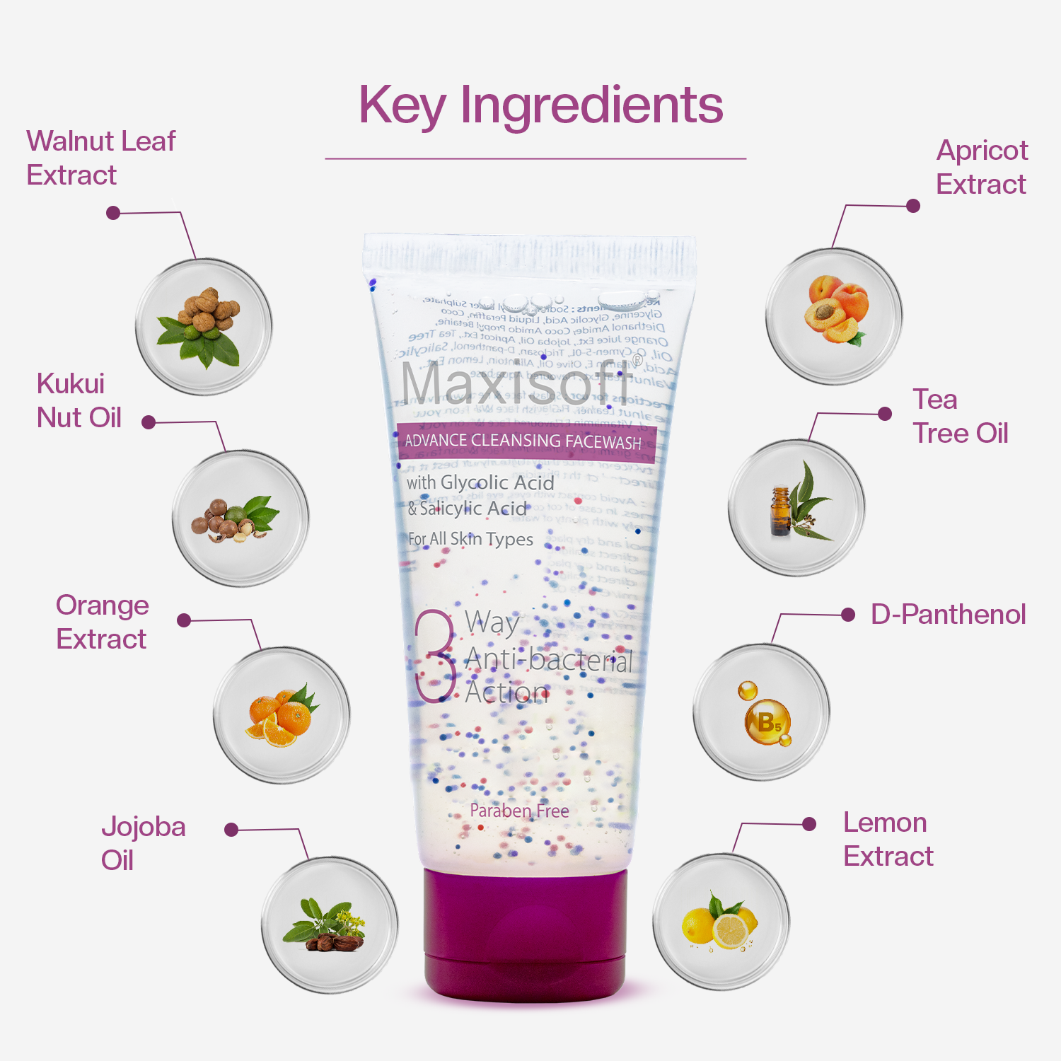 Maxisoft 3 Way Antibacterial Face Wash (100 ml)