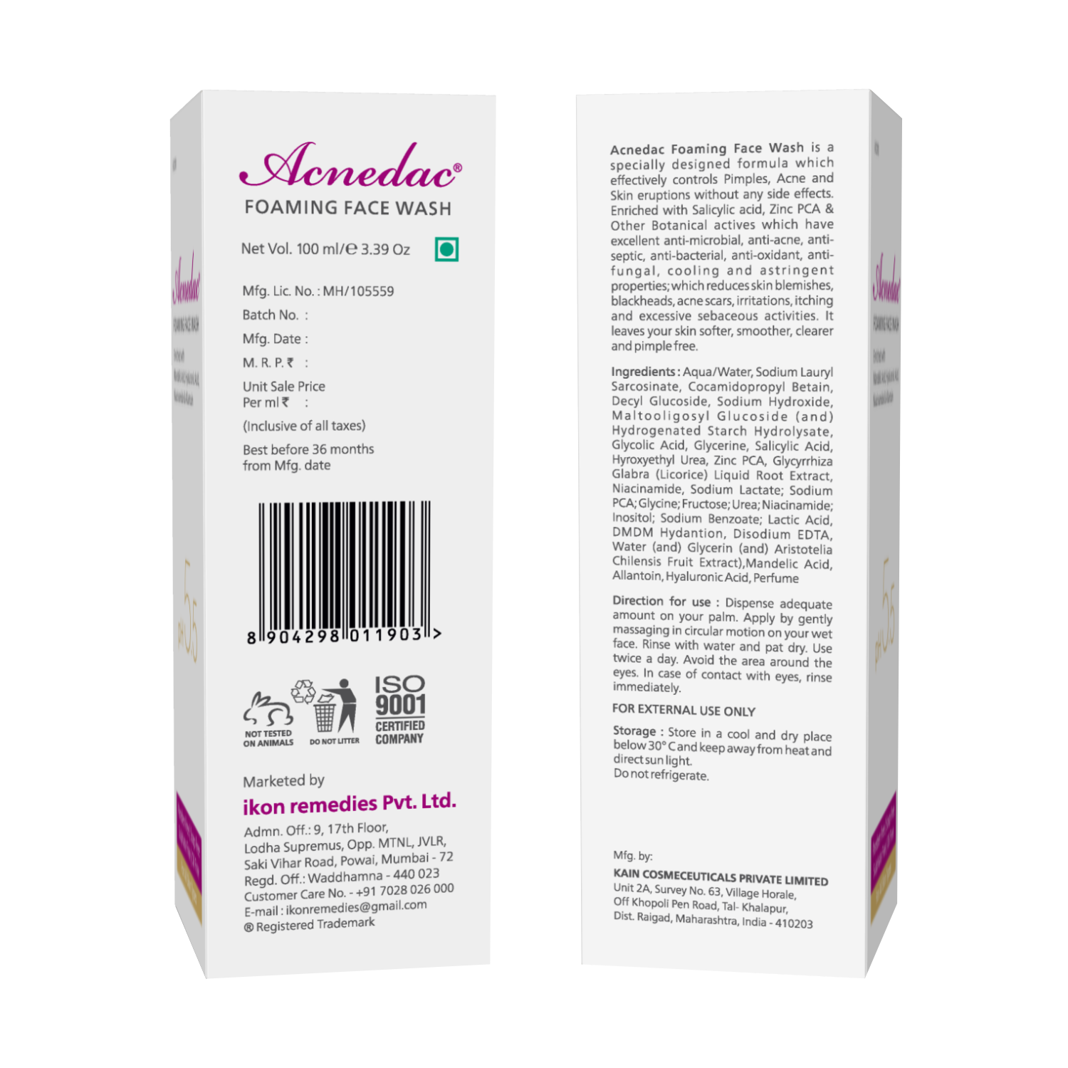 Acnedac Anti Acne & Anti Pimple Foaming Face Wash (100 ml)