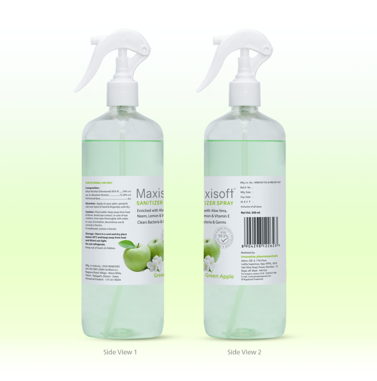 Maxisoft Hand Sanitizer Spray (Green Apple) 500 ml