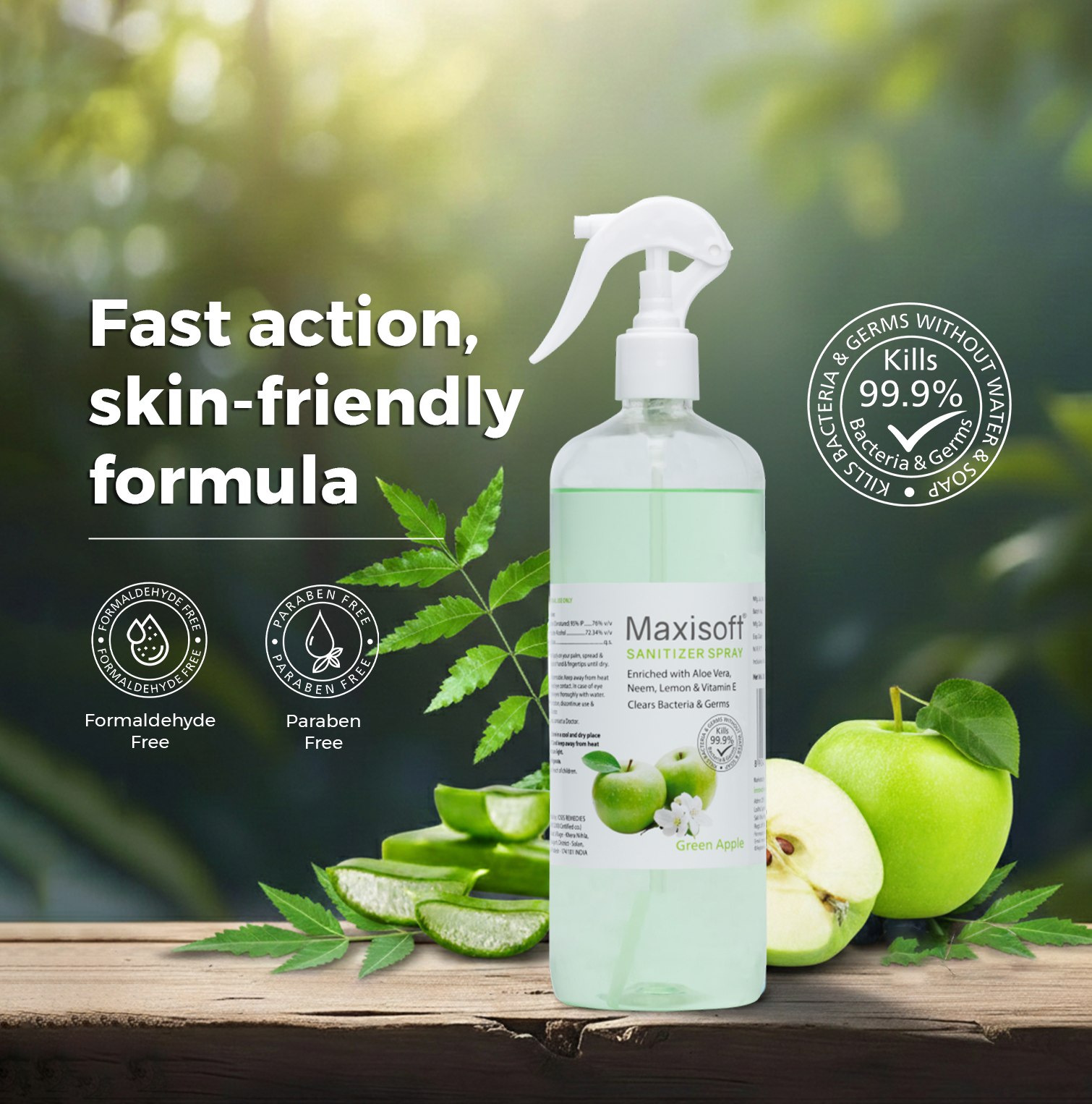 Maxisoft Hand Sanitizer Spray (Green Apple) 500 ml