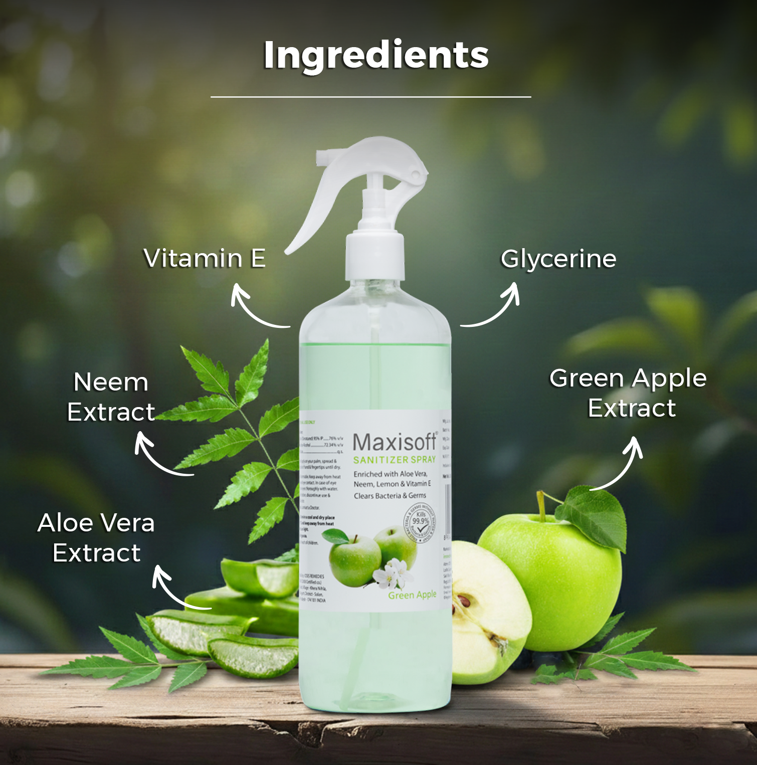 Maxisoft Hand Sanitizer Spray (Green Apple) 500 ml