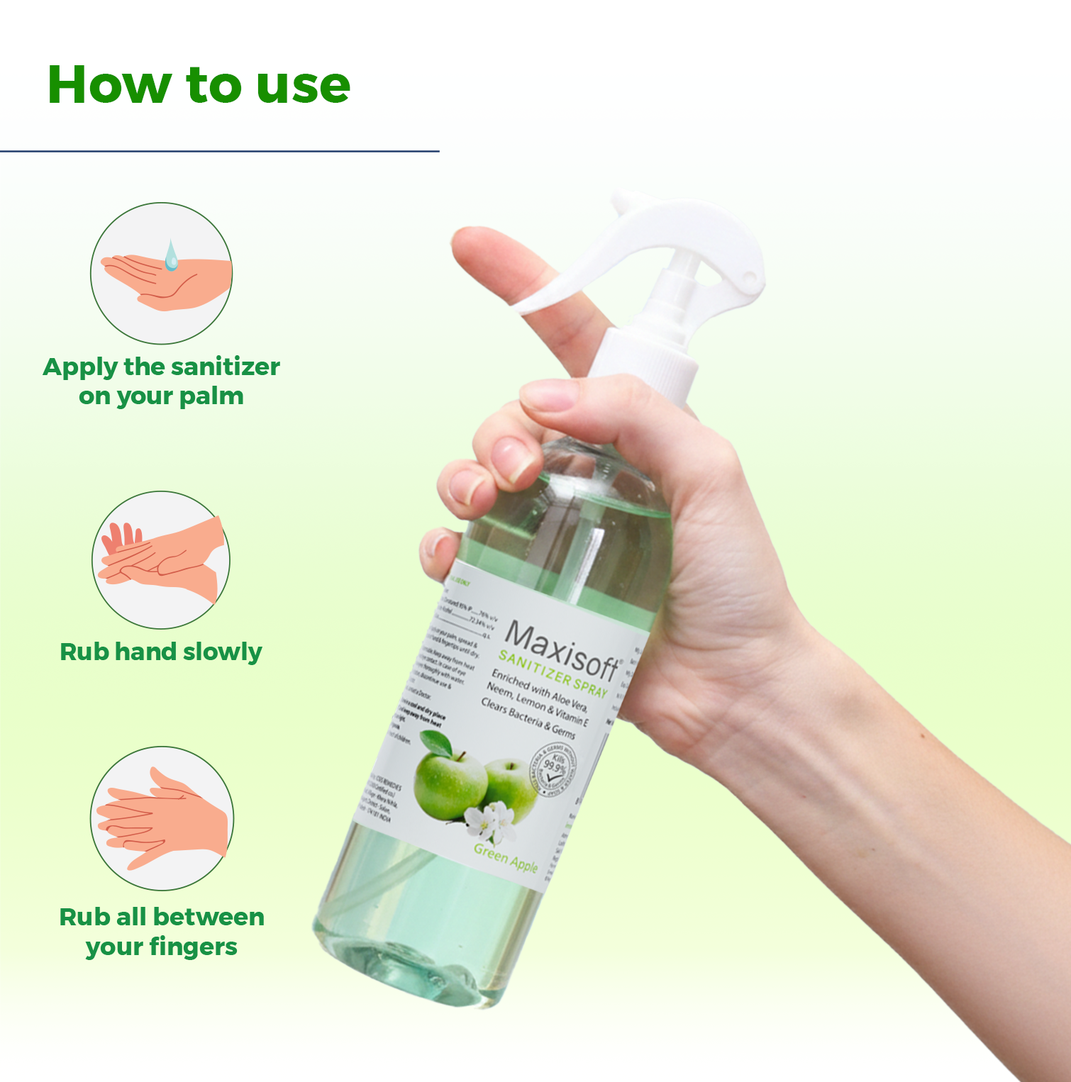 Maxisoft Hand Sanitizer Spray (Green Apple) 500 ml