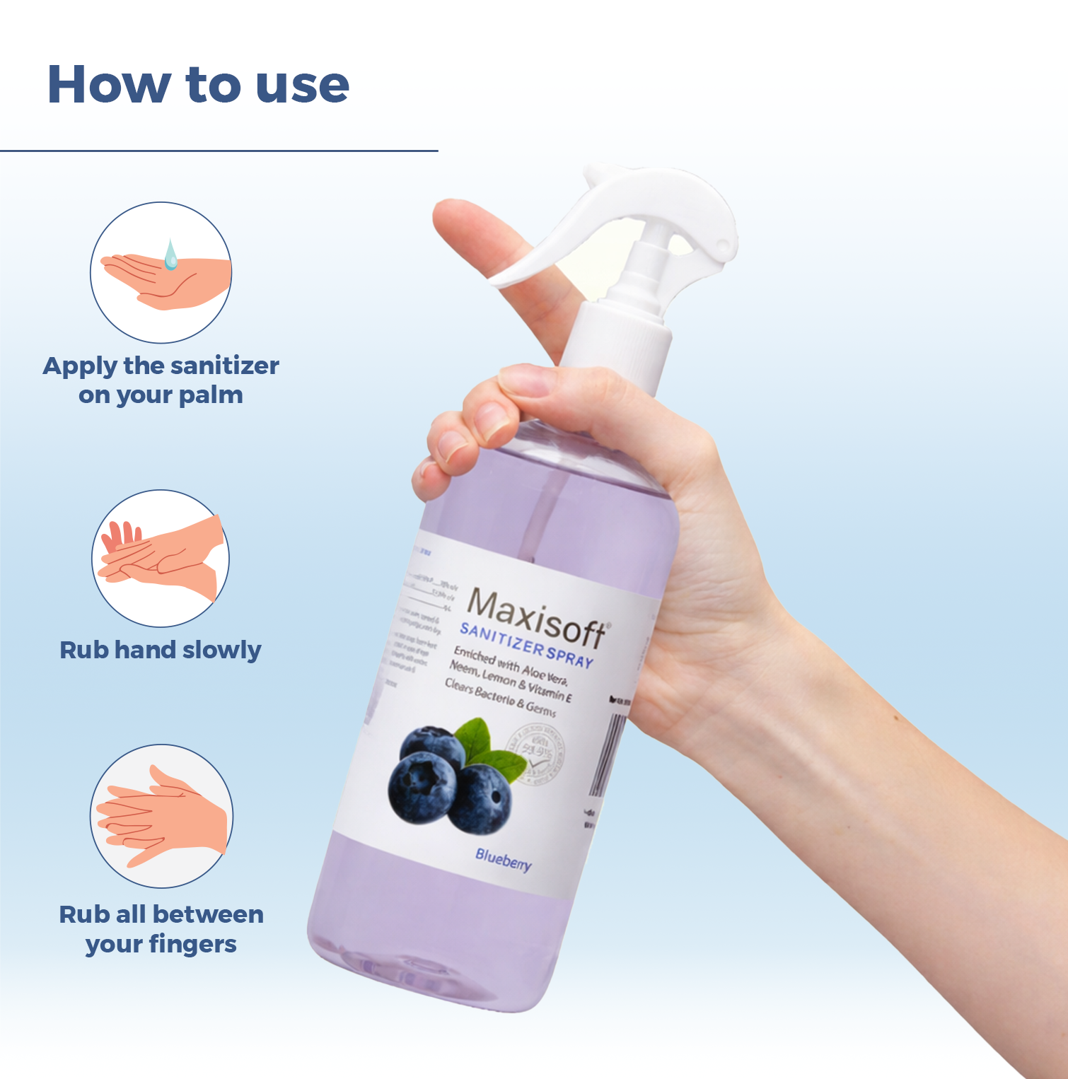 Maxisoft Hand Sanitizer Spray (Blueberry) 500 ml