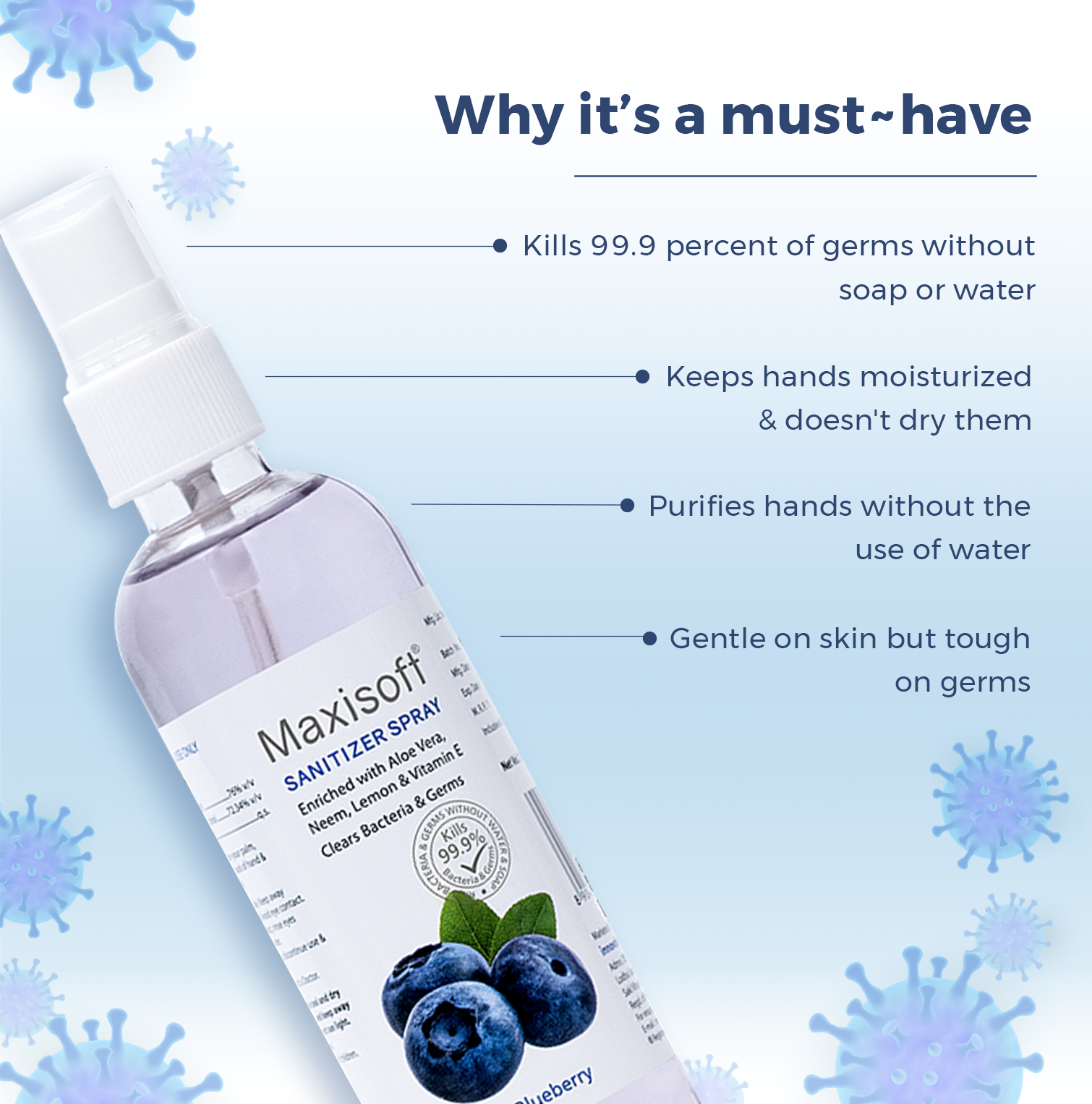 Maxisoft Hand Sanitizer Spray (Blueberry) 120 ml