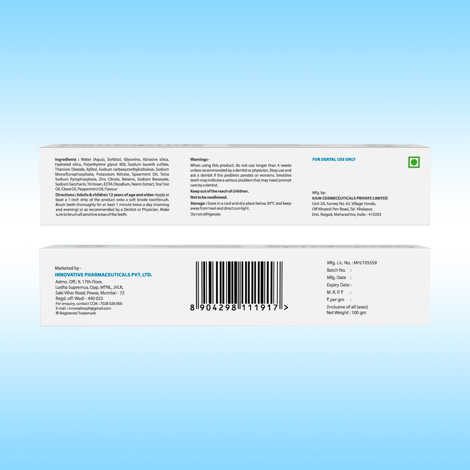 Dentopride Sensitive Toothpaste (100 gm)