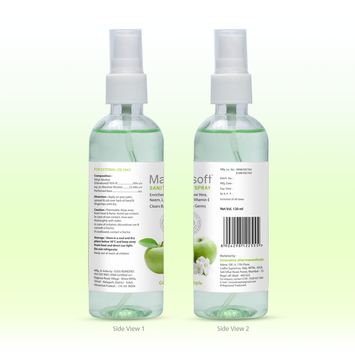 Maxisoft Hand Sanitizer Spray (Green Apple) 120 ml