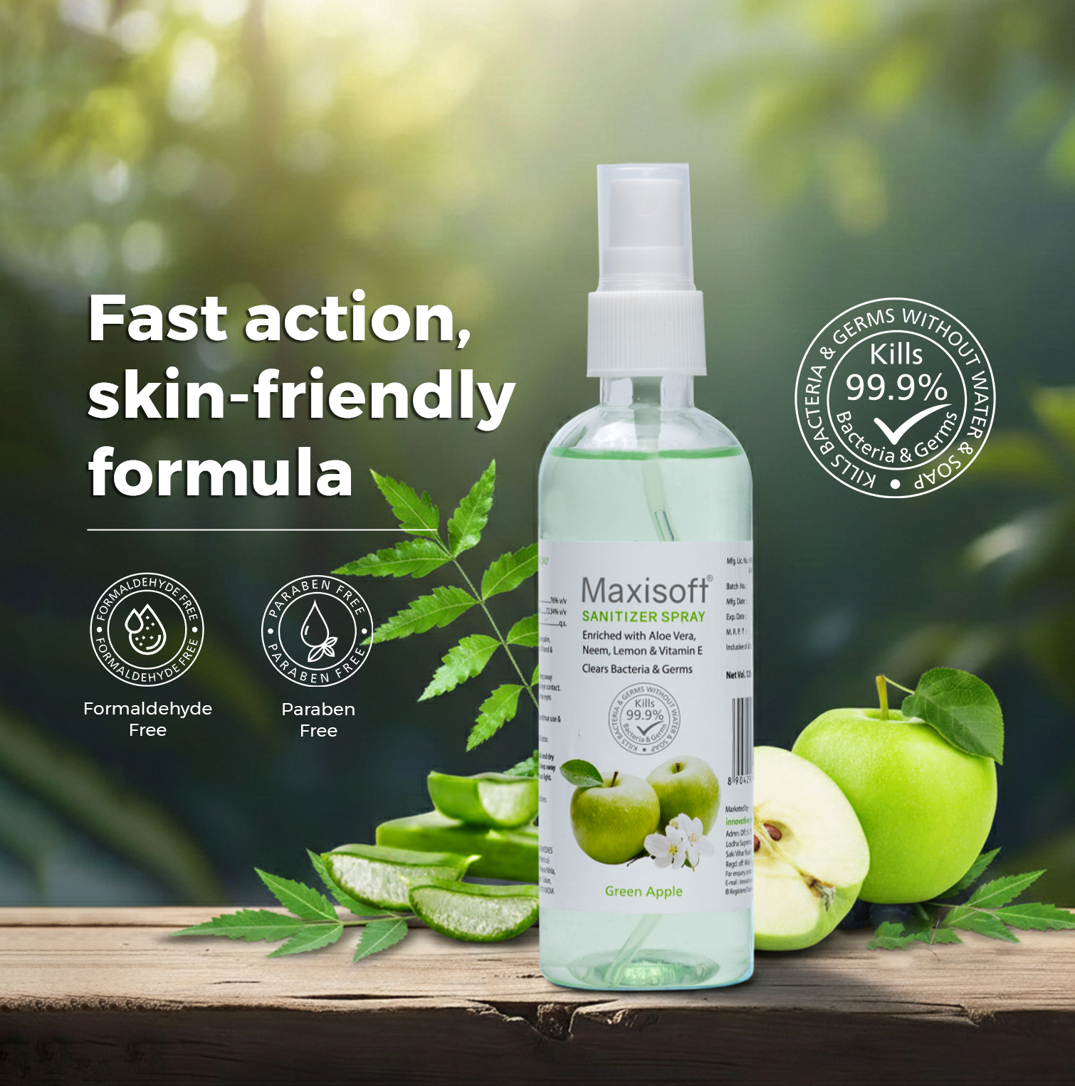 Maxisoft Hand Sanitizer Spray (Green Apple) 120 ml
