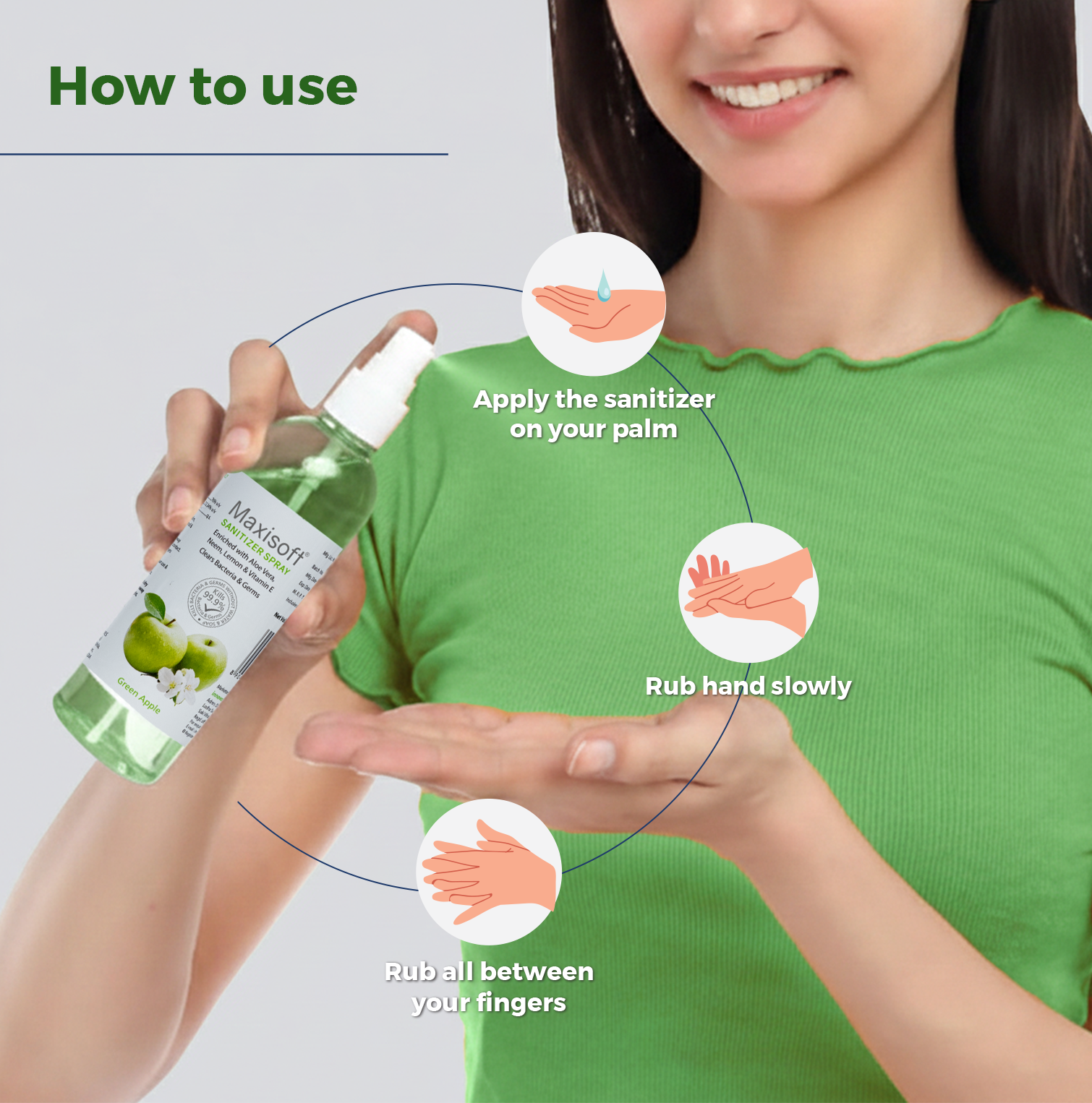 Maxisoft Hand Sanitizer Spray (Green Apple) 120 ml