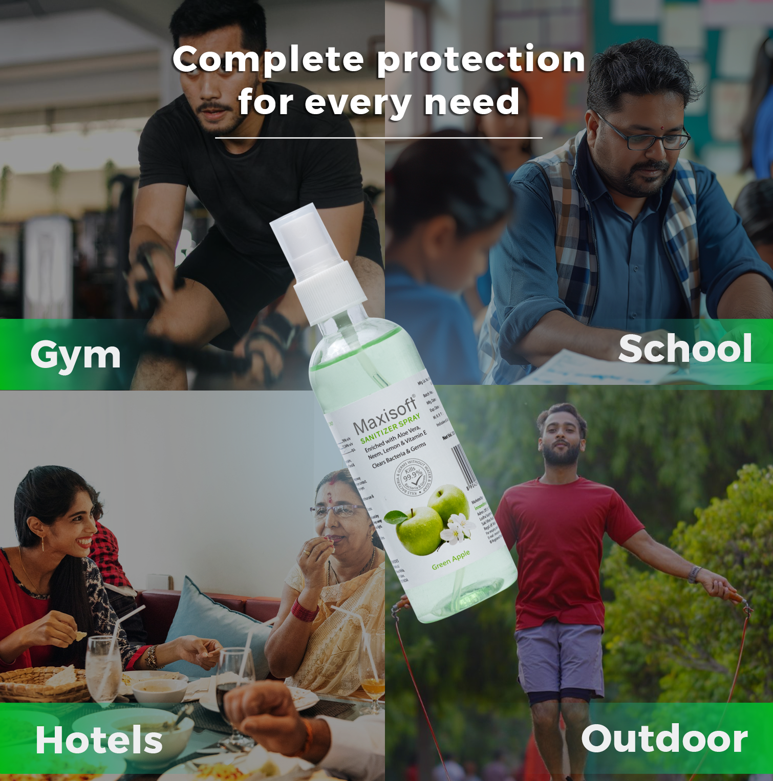 Maxisoft Hand Sanitizer Spray (Green Apple) 120 ml