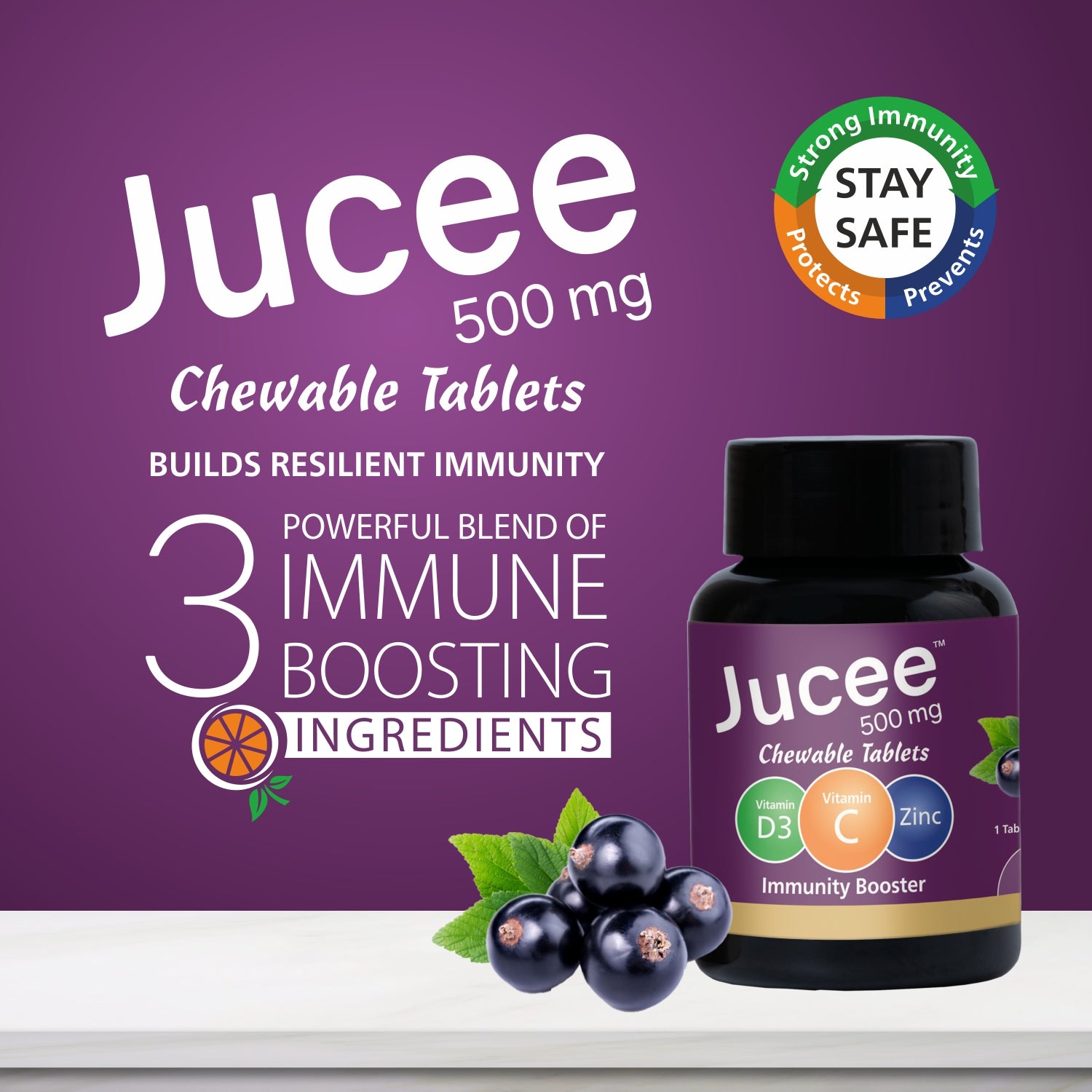 Jucee Chewable Tablets (Black Currant) 60 Tabs