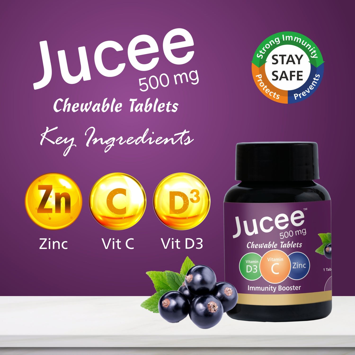 Jucee Chewable Tablets (Black Currant) 60 Tabs