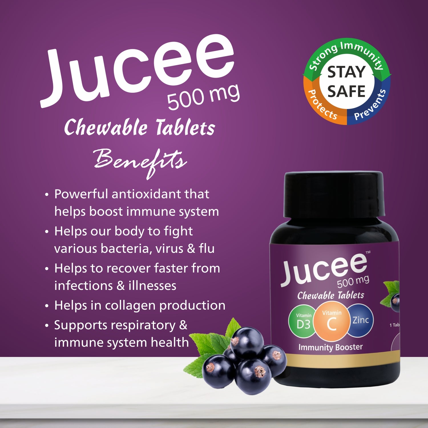 Jucee Chewable Tablets (Black Currant) 60 Tabs