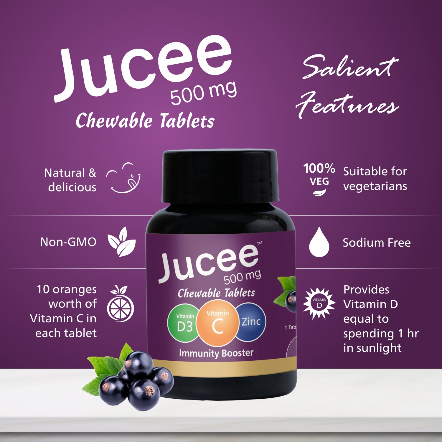 Jucee Chewable Tablets (Black Currant) 60 Tabs