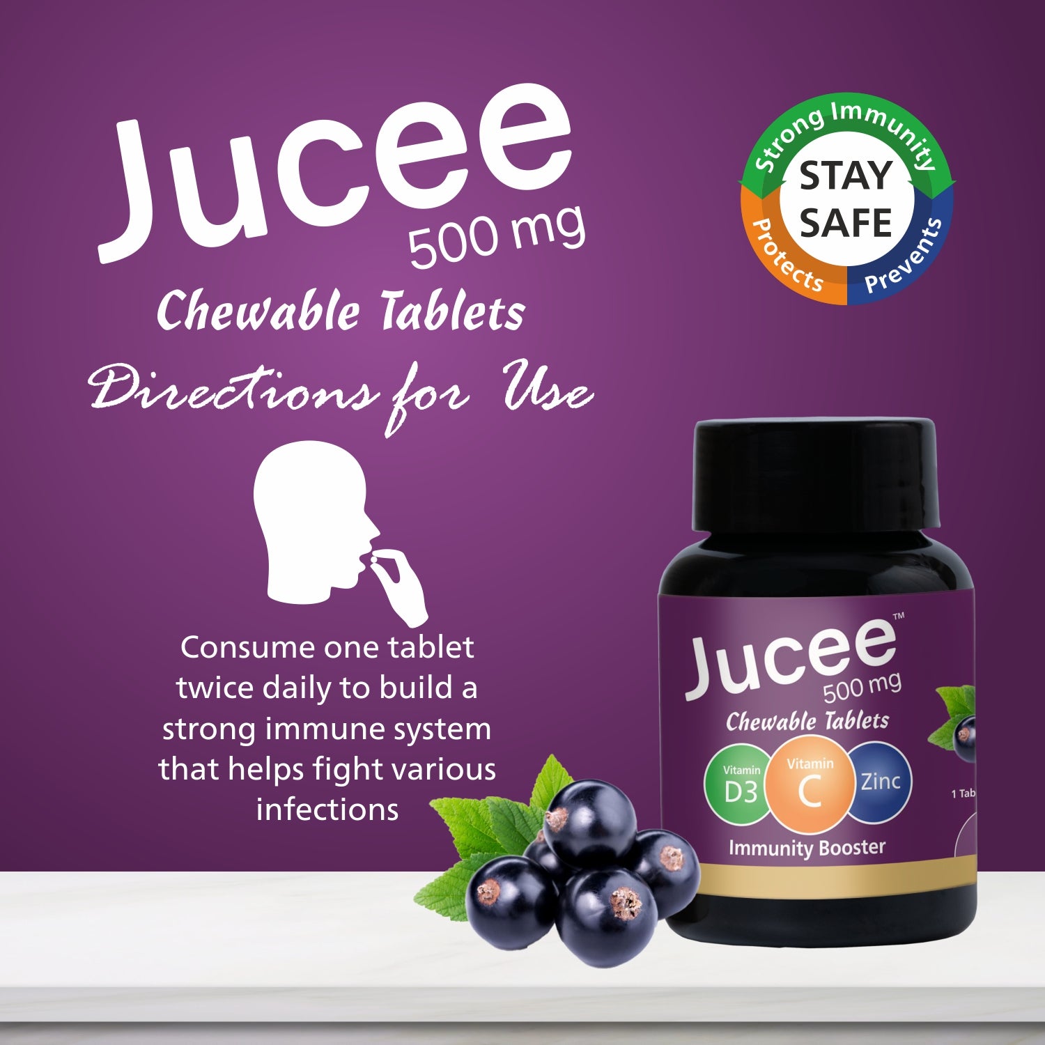 Jucee Chewable Tablets (Black Currant) 60 Tabs