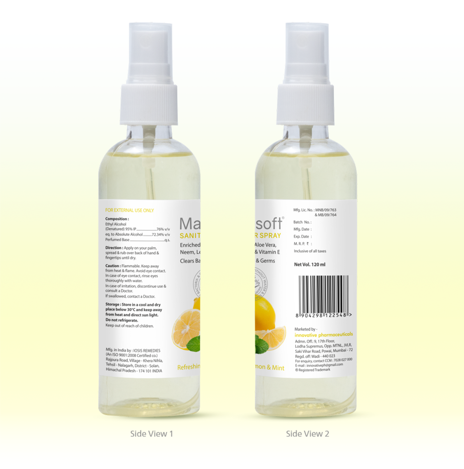 Maxisoft Hand Sanitizer Spray (Refreshing Lemon & Mint) 120 ml
