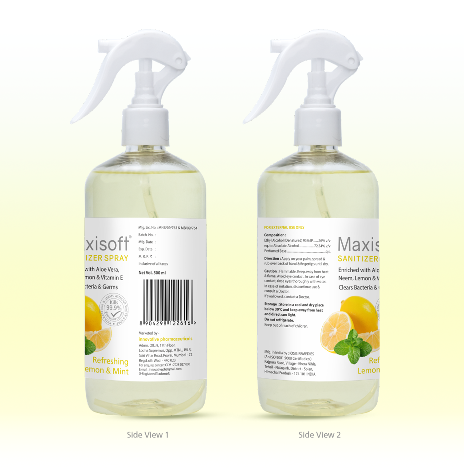 Maxisoft Hand Sanitizer Spray (Refreshing Lemon & Mint) 500 ml