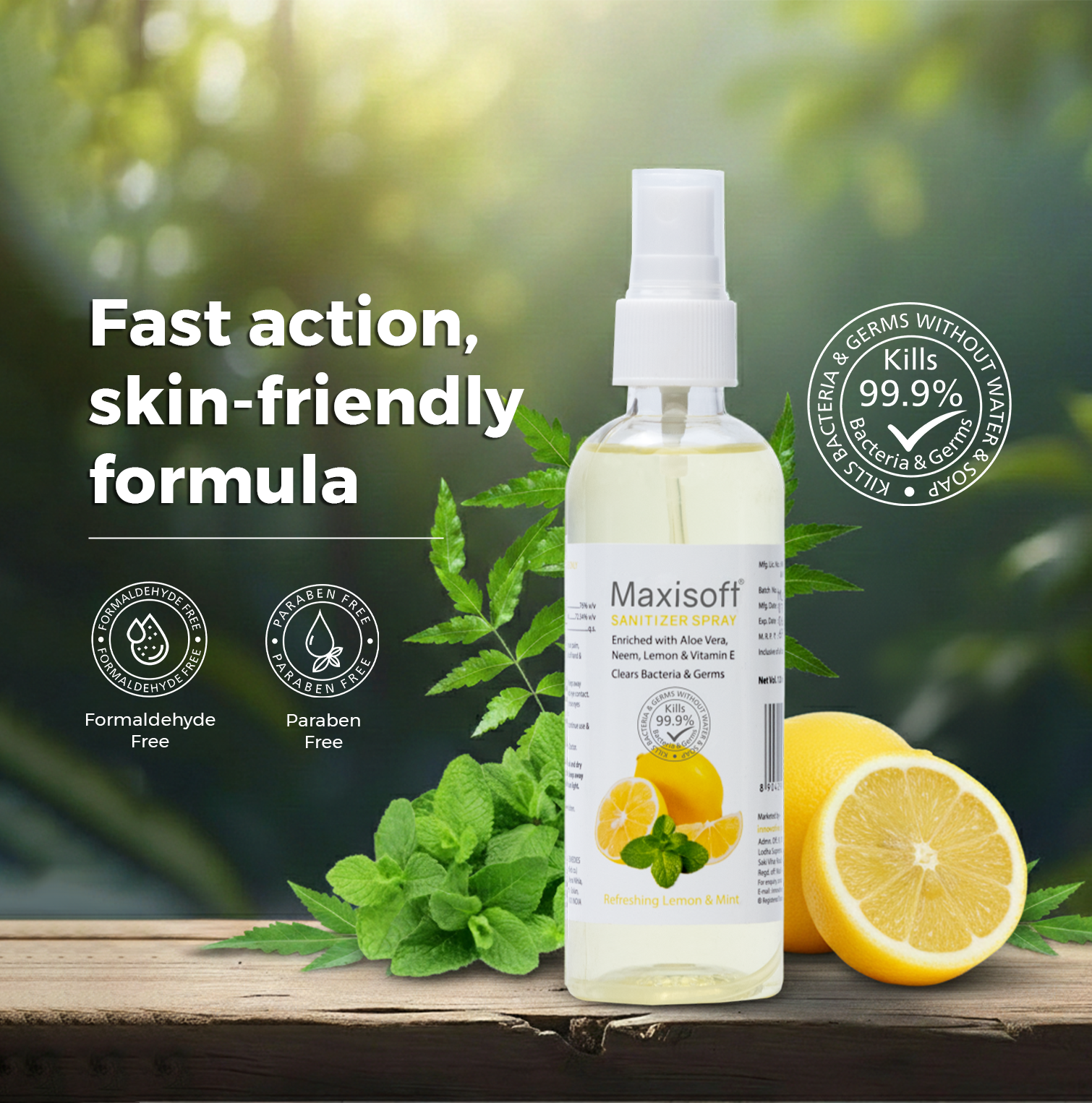 Maxisoft Hand Sanitizer Spray (Refreshing Lemon & Mint) 120 ml