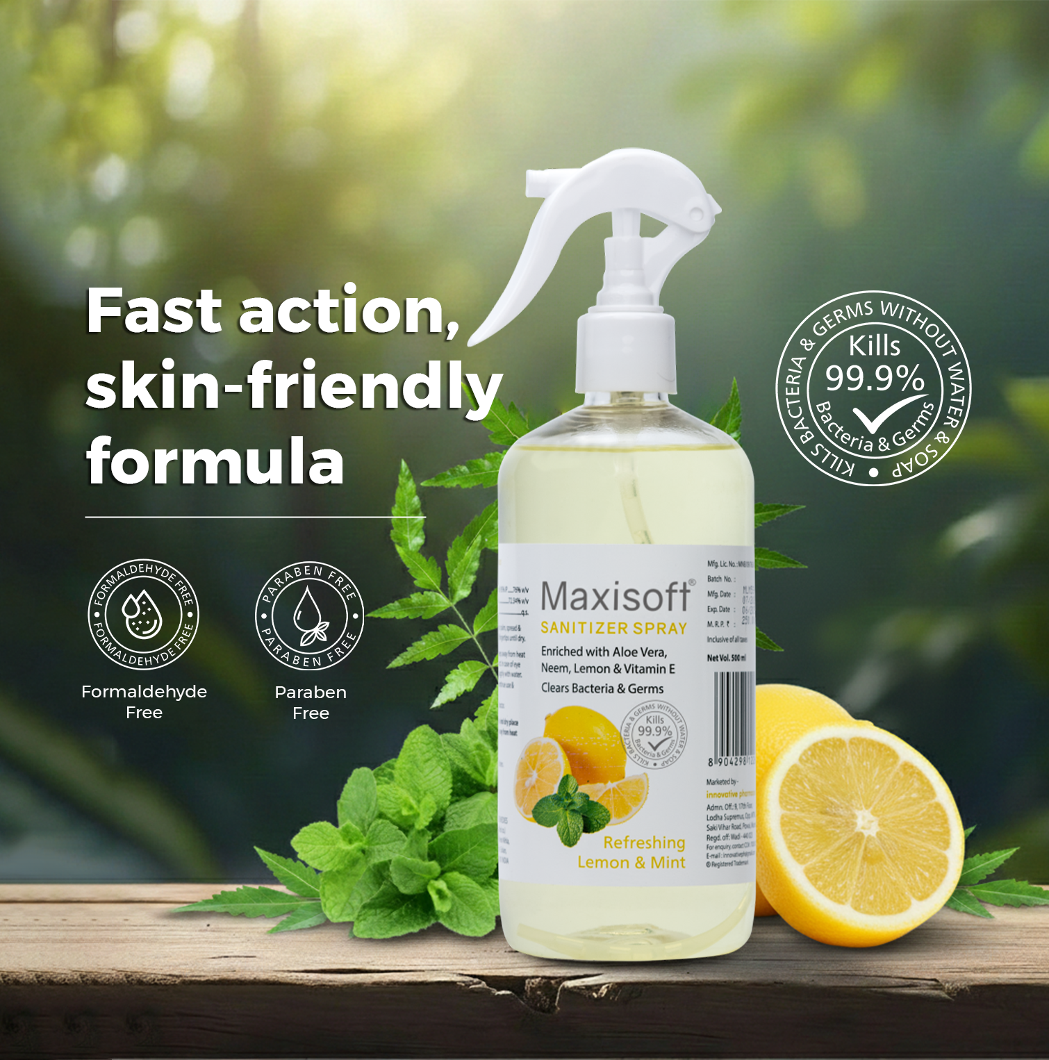 Maxisoft Hand Sanitizer Spray (Refreshing Lemon & Mint) 500 ml