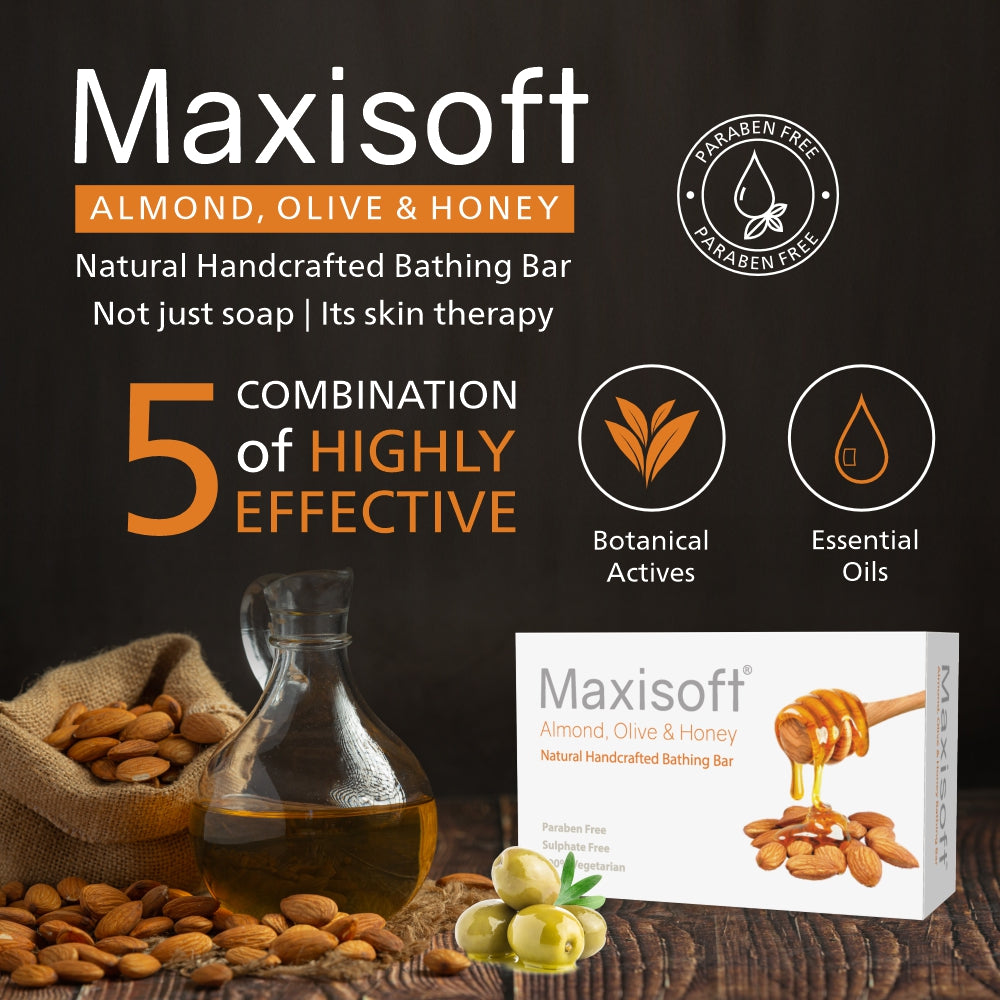 Maxisoft Almond, Olive & Honey Natural Handcrafted Bathing Bar (100 gm)