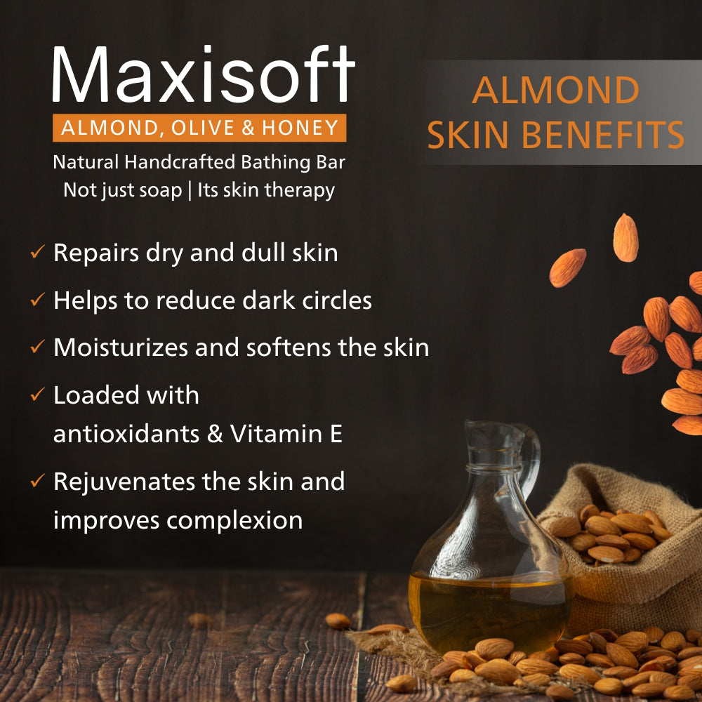 Maxisoft Almond, Olive & Honey Natural Handcrafted Bathing Bar (100 gm)