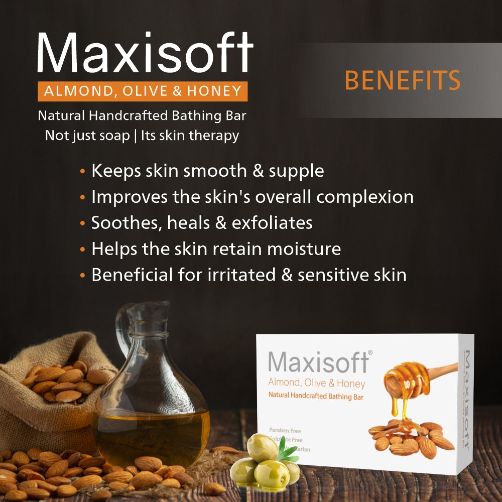 Maxisoft Almond, Olive & Honey Natural Handcrafted Bathing Bar (100 gm)