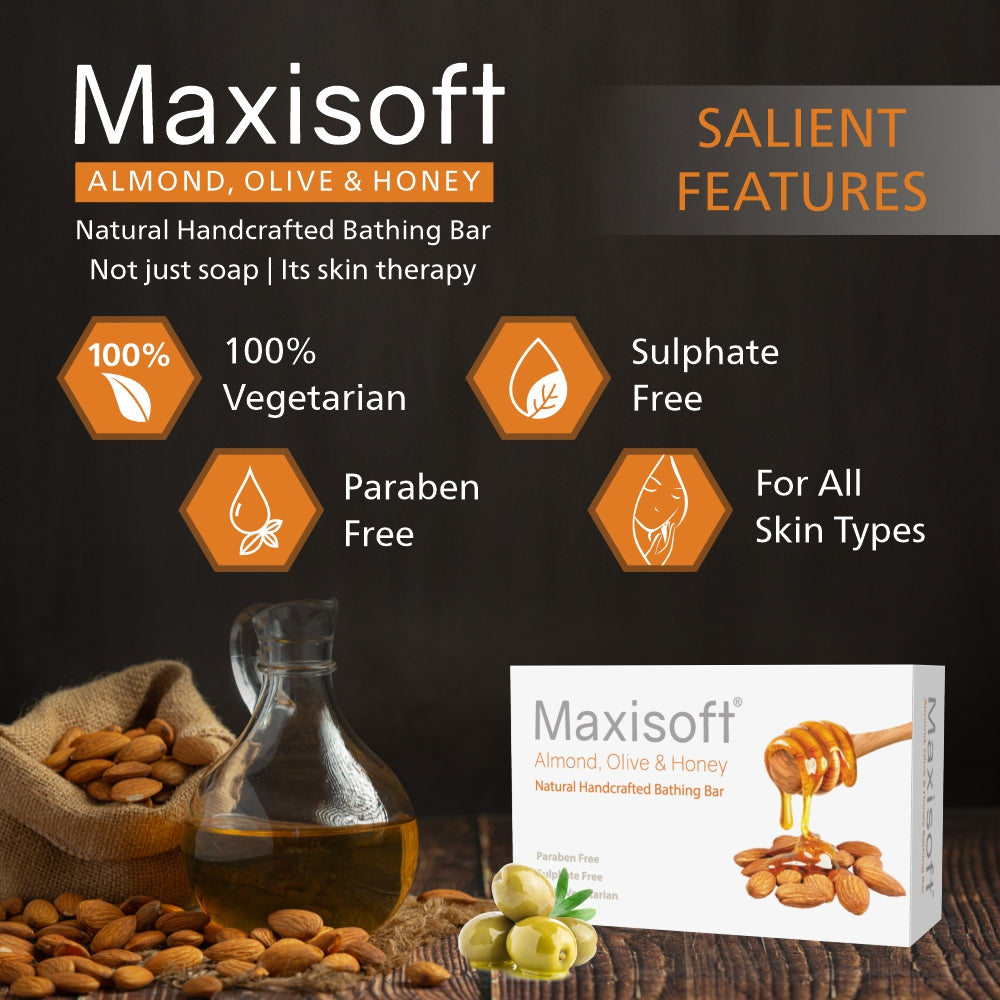 Maxisoft Almond, Olive & Honey Natural Handcrafted Bathing Bar (100 gm)