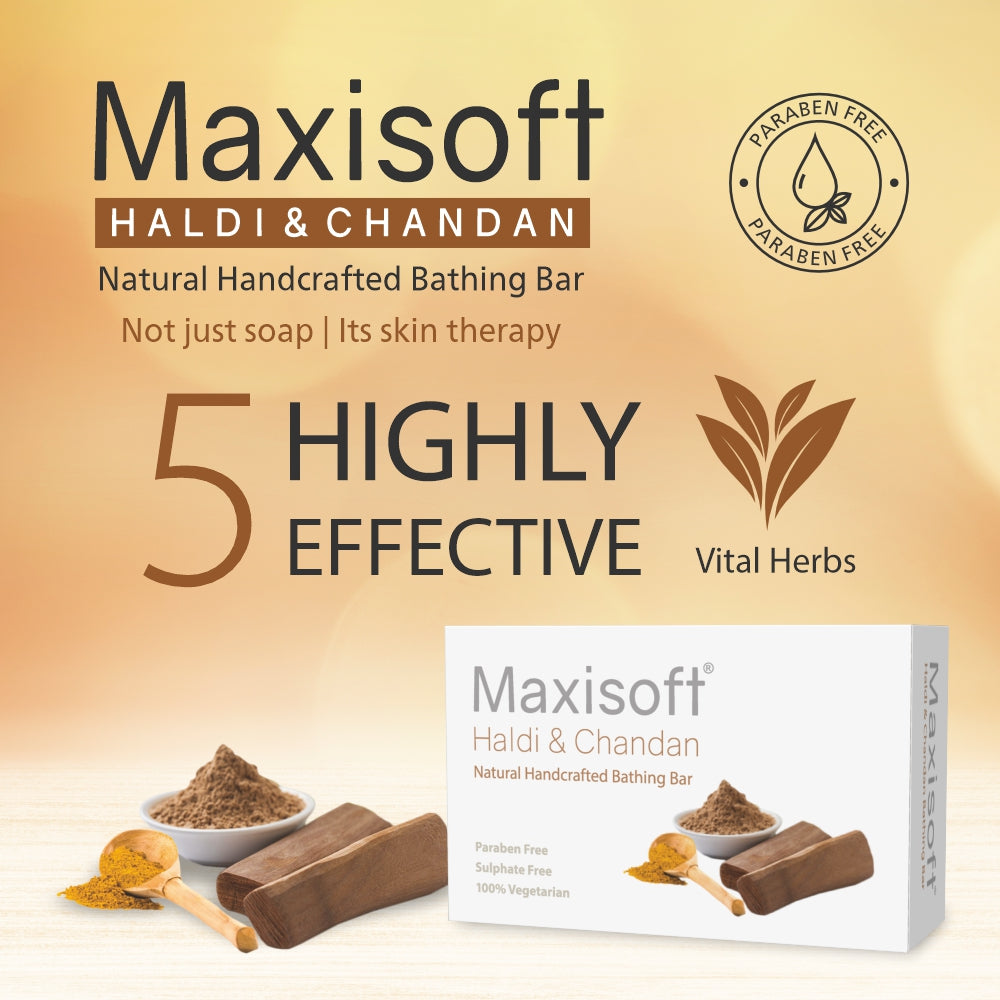 Maxisoft Haldi & Chandan Natural Handcrafted Bathing Bar (100 gm)