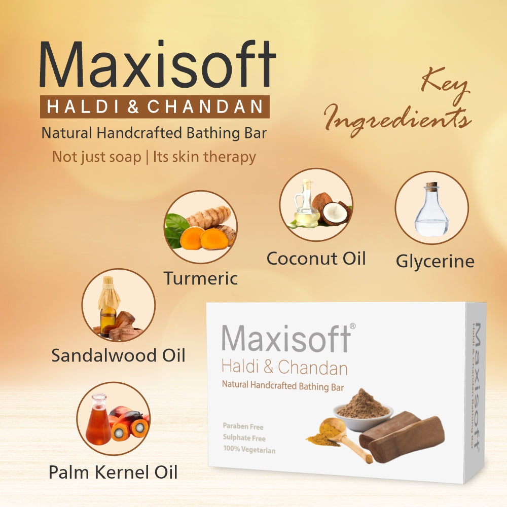 Maxisoft Haldi & Chandan Natural Handcrafted Bathing Bar (100 gm)