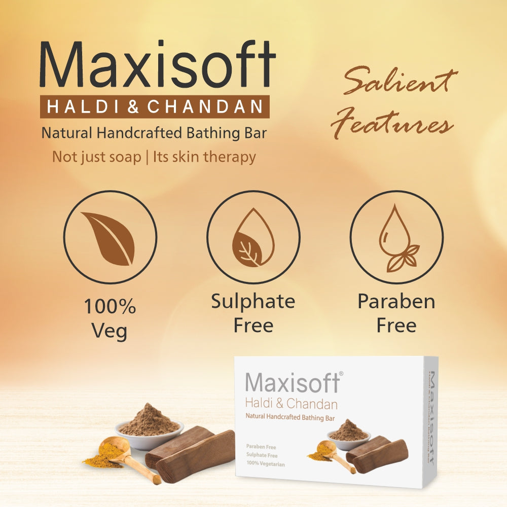 Maxisoft Haldi & Chandan Natural Handcrafted Bathing Bar (100 gm)