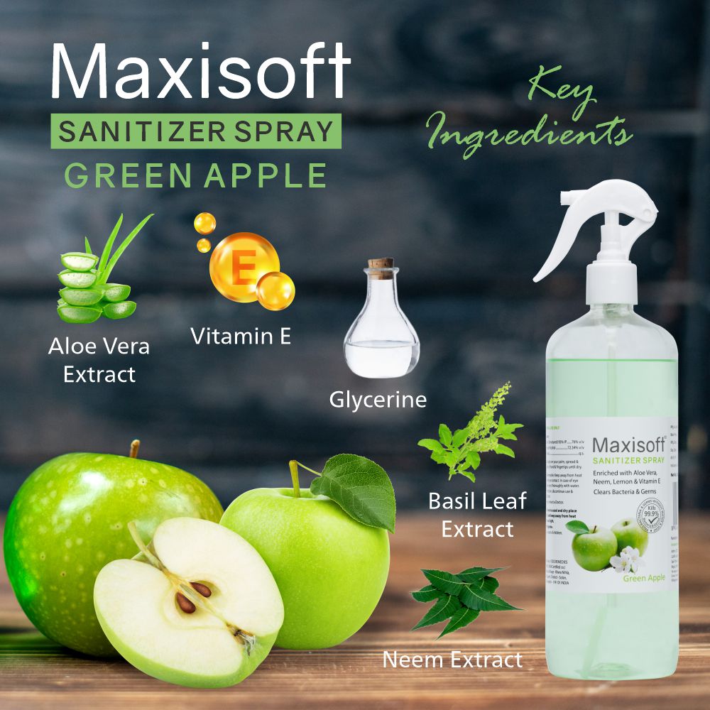 Maxisoft Hand Sanitizer Spray (Green Apple) 500 ml