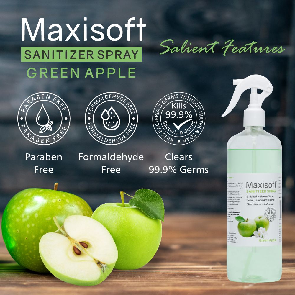 Maxisoft Hand Sanitizer Spray (Green Apple) 500 ml