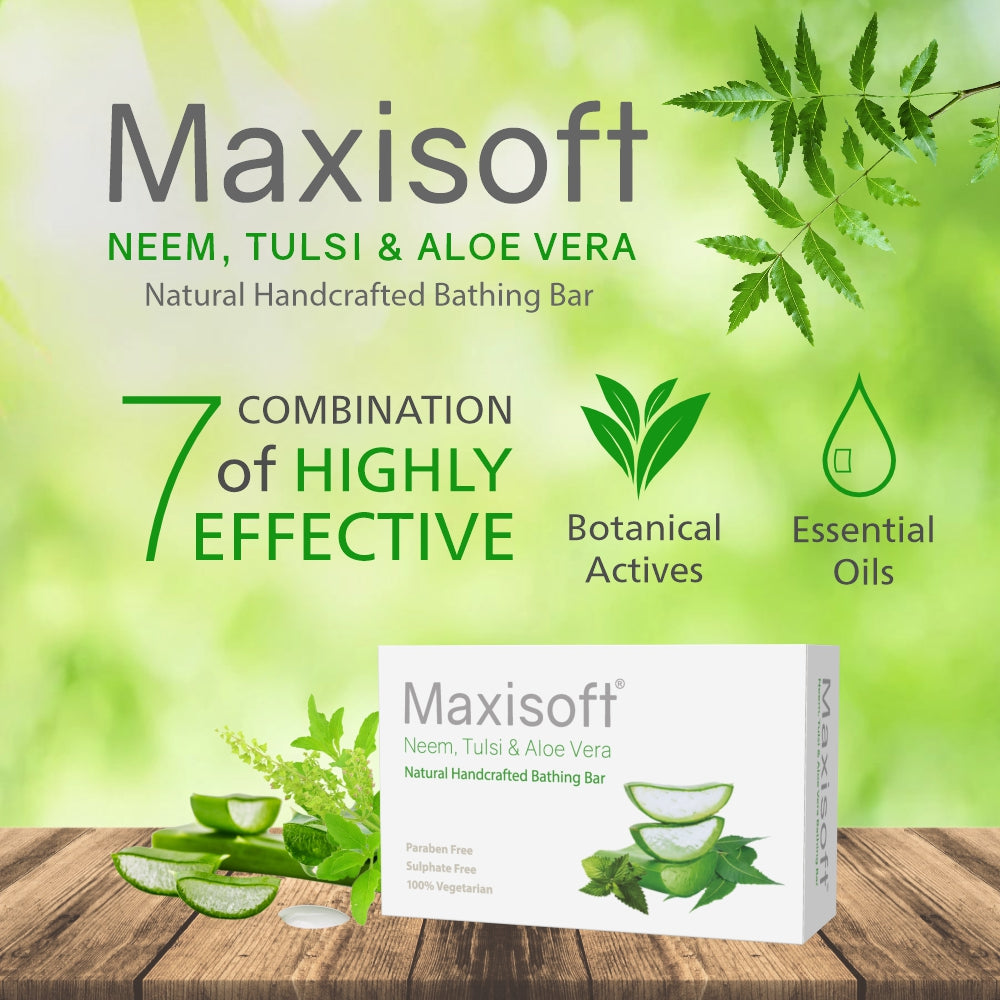 Maxisoft Neem, Tulsi & Aloe Vera Skin Nourishing Handcrafted Bathing Bar (100 gm)