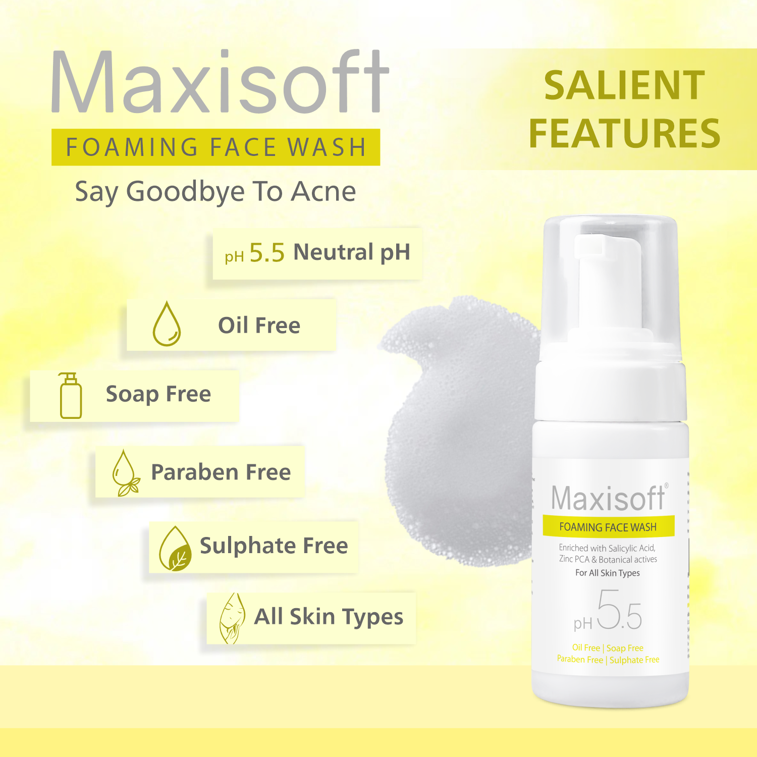 Maxisoft Anti Acne & Anti Pimple Foaming Face Wash (100 ml)
