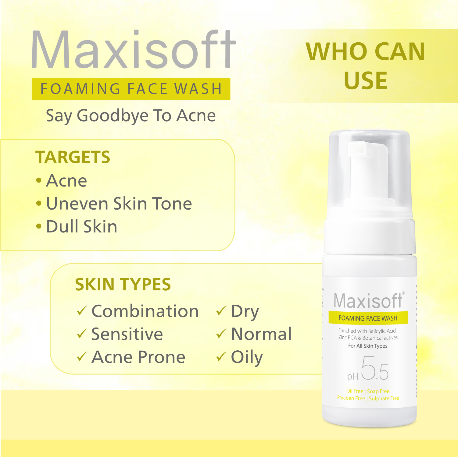 Maxisoft Anti Acne & Anti Pimple Foaming Face Wash (100 ml)