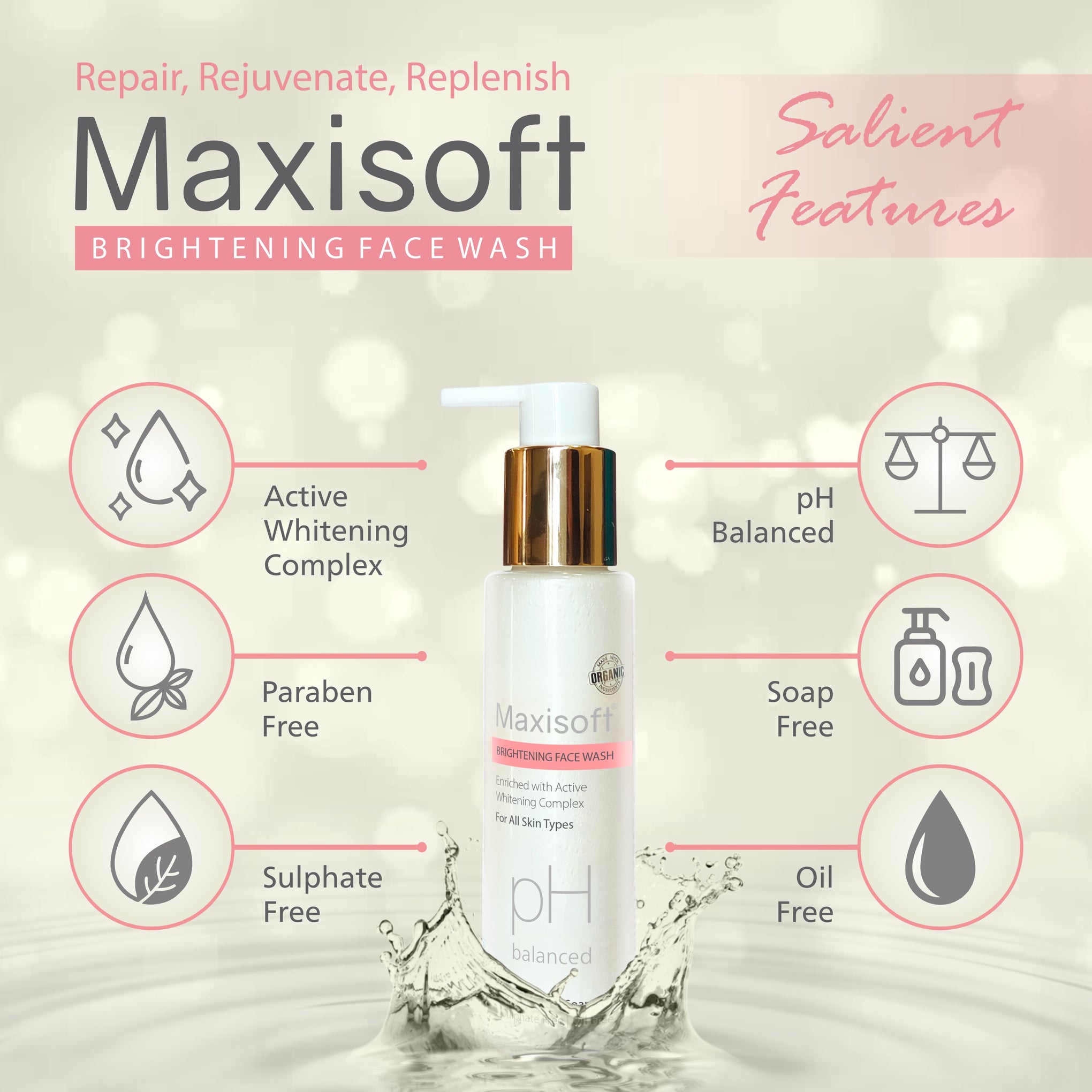 Maxisoft Brightening Face Wash (100 ml)