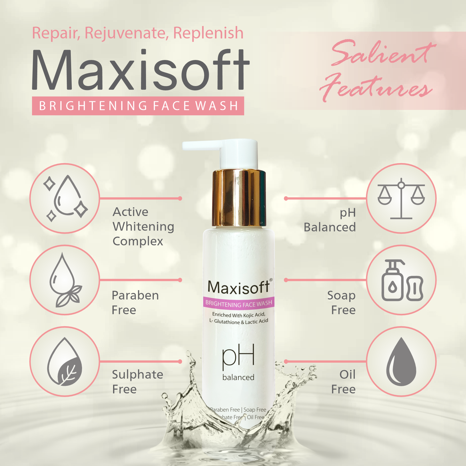 Maxisoft Brightening Face Wash (100 ml)