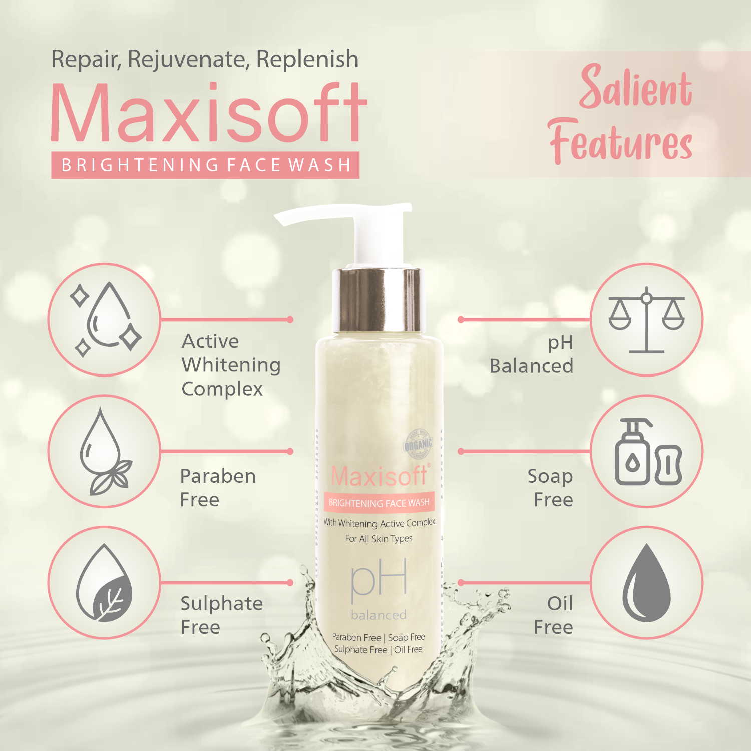 Maxisoft Brightening Face Wash (100 ml)