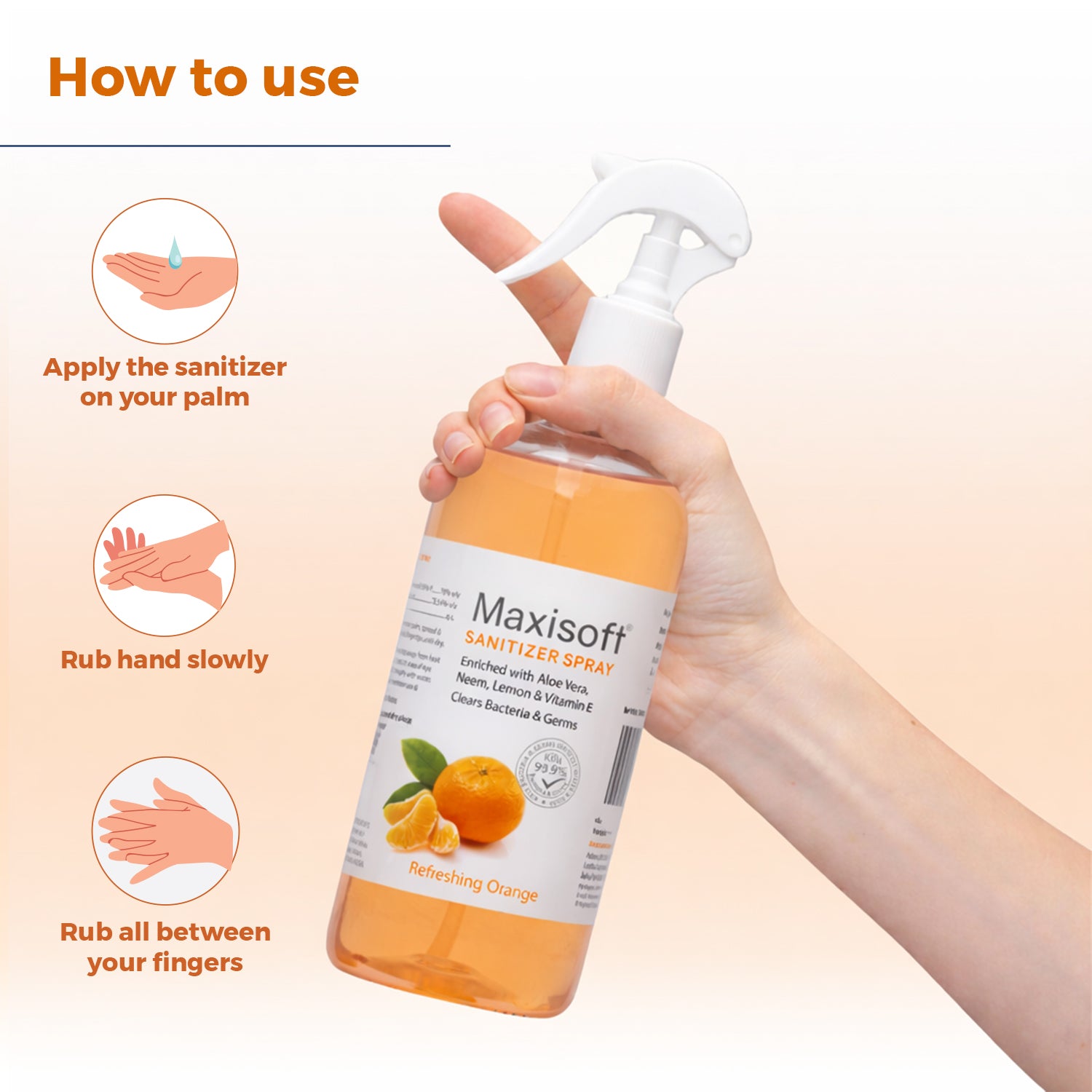 Maxisoft Hand Sanitizer Spray (Refreshing Orange) 500 ml